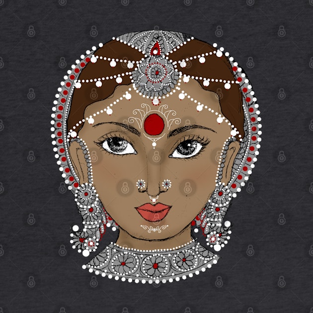 Sketch Face : Traditional Beautiful Indian Women Face by swarna artz